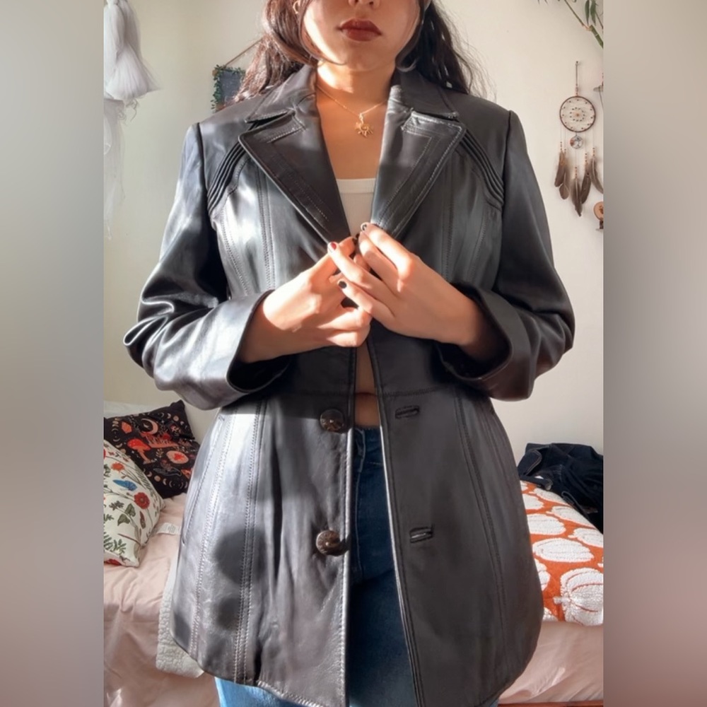 Stunning Real Leather Brown Jacket🤎 Jones New York size PL